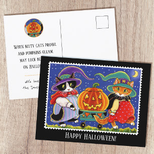 Custom Jack O'Lantern Halloween Hexenkatze Postkarte