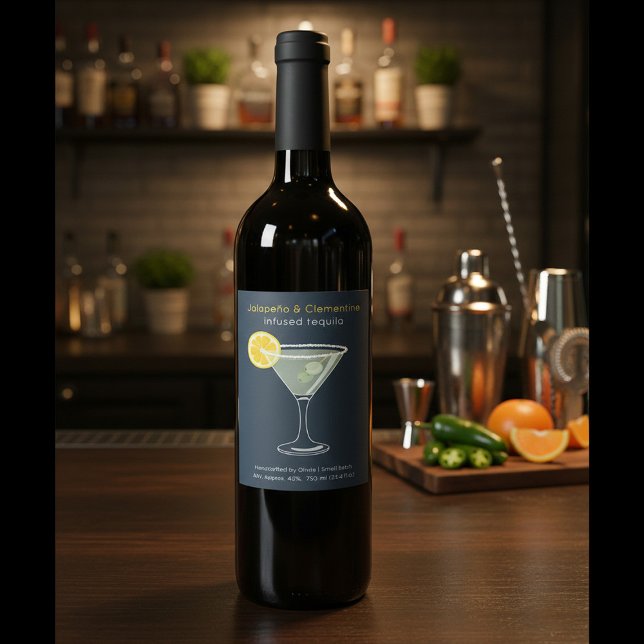 Custom Jalapeño & Clementine Infused Tequila Label Weinetikett (Von Creator hochgeladen)