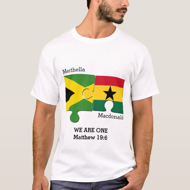 Custom JAMAICA GHANA Christlich Flag T-Shirt (Vorderseite)