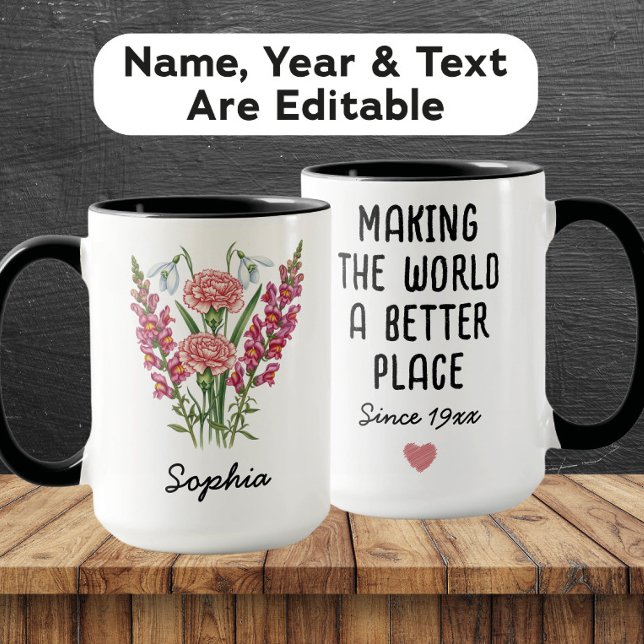Custom January Birth Flower Mug - Carnation & Name Tasse (Von Creator hochgeladen)