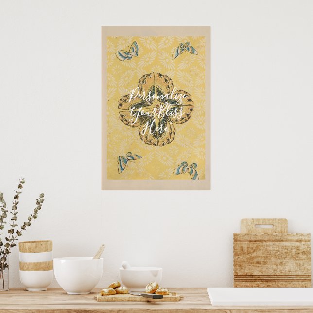 CUSTOM Japanese Butterfly Floral Pattern Art | Poster (Küche)