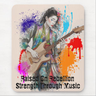 Custom japanische Frau Gitarrist Art Inspiration Mousepad