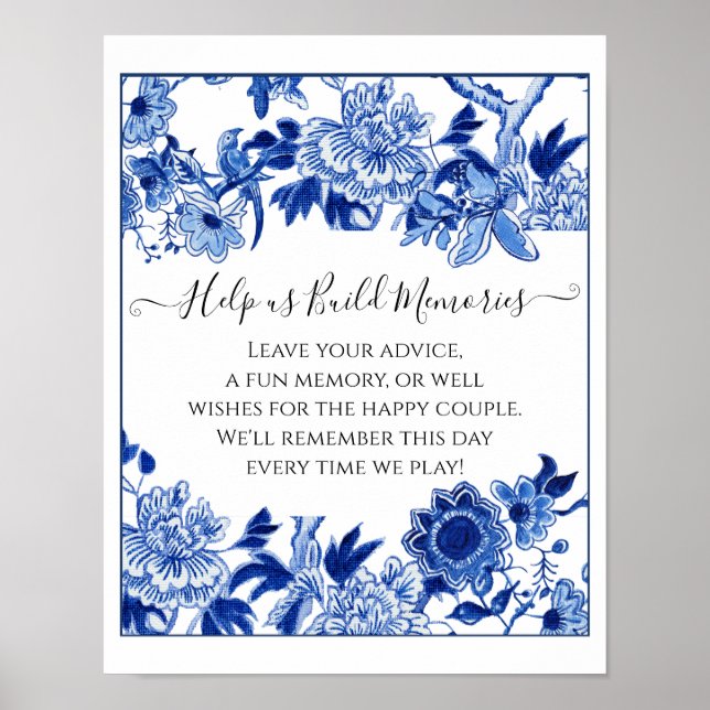 Custom Jenga Brautparty Sign 10x12 Blue White Poster (Vorne)