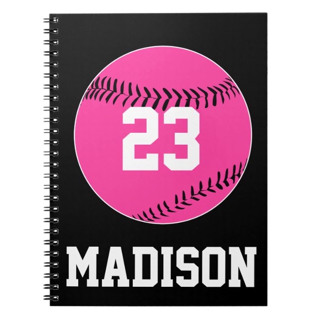 Custom Jersey Number Pink Softball Player Sports Notizblock (Vorderseite)