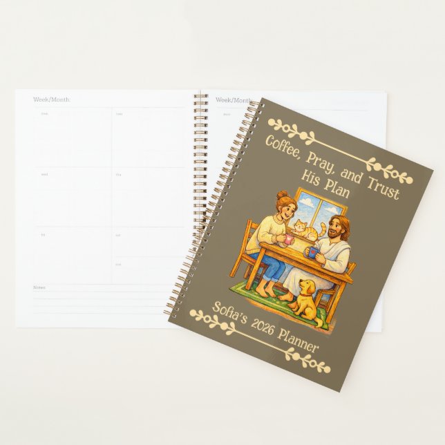 Custom Jesus & Coffee Crayon Art 2026 2027 Planner Planer (Anzeige)