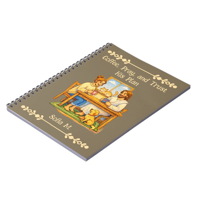 Custom Jesus & Coffee Crayon Art Prayer Journal Notizblock (Linke Seite)