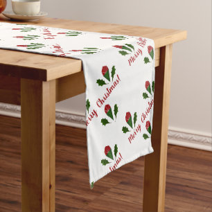 Custom Jolly Abstrakte Rote Rosen & Holly Holiday Großer Tischläufer