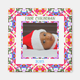 Custom Jolly Festive Christmas Foto Picture Frame Magnet