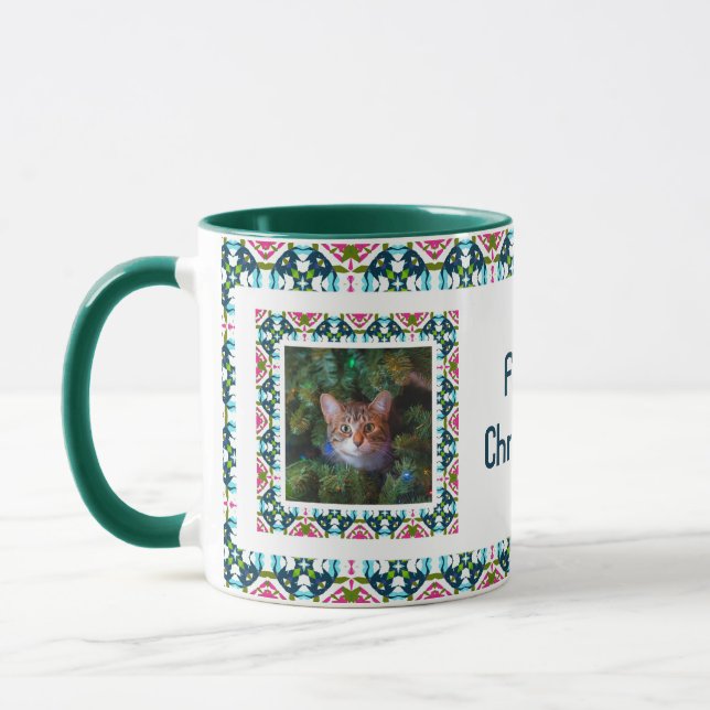 Custom Jolly Furry Weihnachtsfoto Collage Tee Tasse (Links)