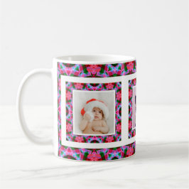 Custom Jolly Pink Green Christmas Pattern Foto Kaffeetasse