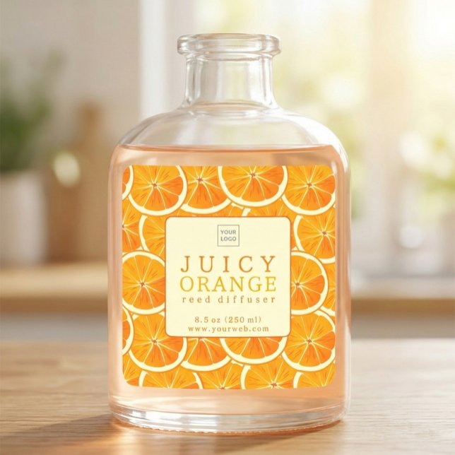 Custom Juicy Orange Reed Diffuser Label Quadratischer Aufkleber (Von Creator hochgeladen)