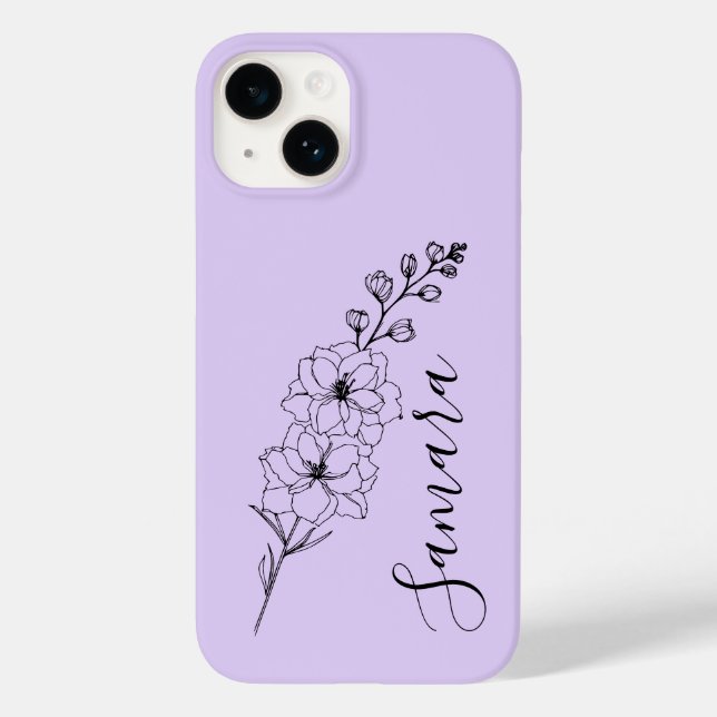 Custom July Delphinium Birth Blume Geschenk für di Case-Mate iPhone Hülle (Rückseite)