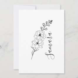 Custom July Delphinium Birth Blume Geschenk für di Einladung