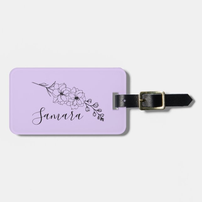 Custom July Delphinium Birth Blume Geschenk für di Gepäckanhänger (Vorderseite horizontal)