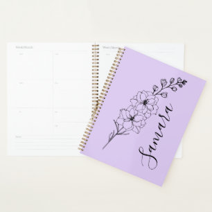 Custom July Delphinium Birth Blume Geschenk für di Planer