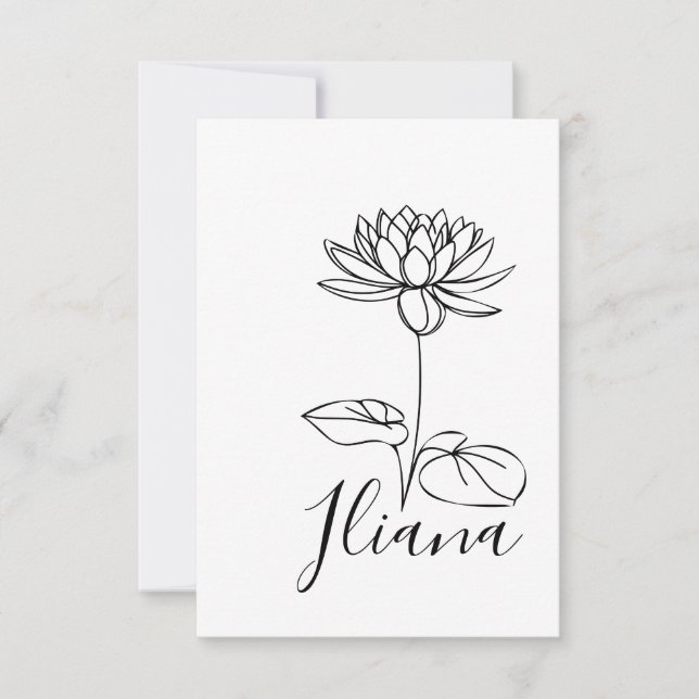 Custom July Water Lily Birth Blume Geschenk für Ge Dankeskarte (Vorderseite)