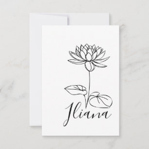 Custom July Water Lily Birth Blume Geschenk für Ge Dankeskarte