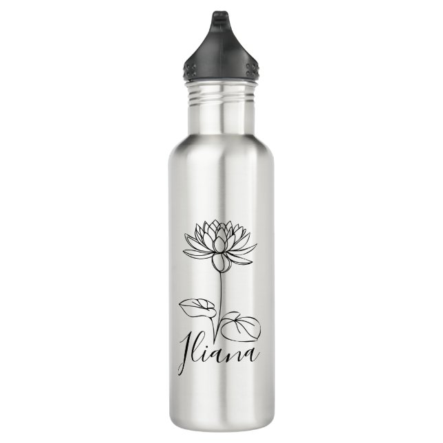 Custom July Water Lily Birth Blume Geschenk für Ge Edelstahlflasche (Rechts)
