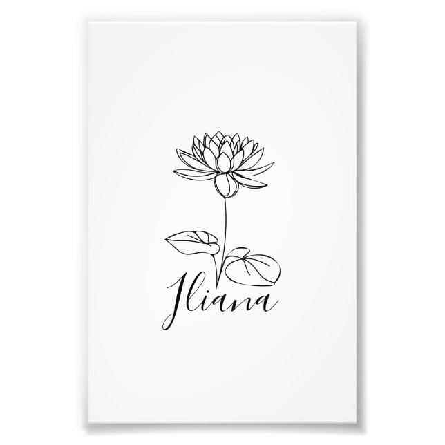 Custom July Water Lily Birth Blume Geschenk für Ge Fotodruck (Vorne)