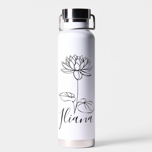 Custom July Water Lily Birth Blume Geschenk für Ge Trinkflasche (Rückseite)