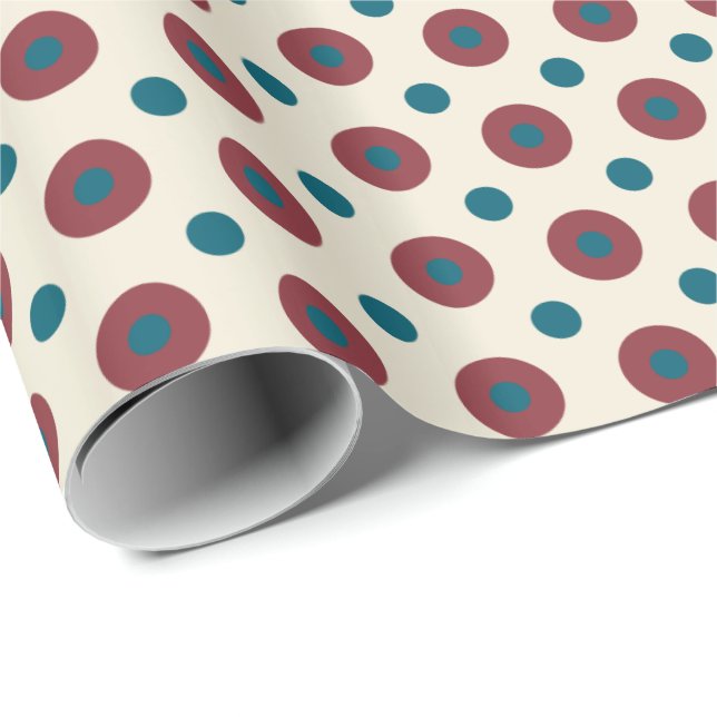 Custom Jumbo Red Blue Polka Dots auf White Giftwra Geschenkpapier (Rolleneckpunkt)