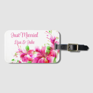 Custom Just Married Floral Luggage Tag Gepäckanhänger
