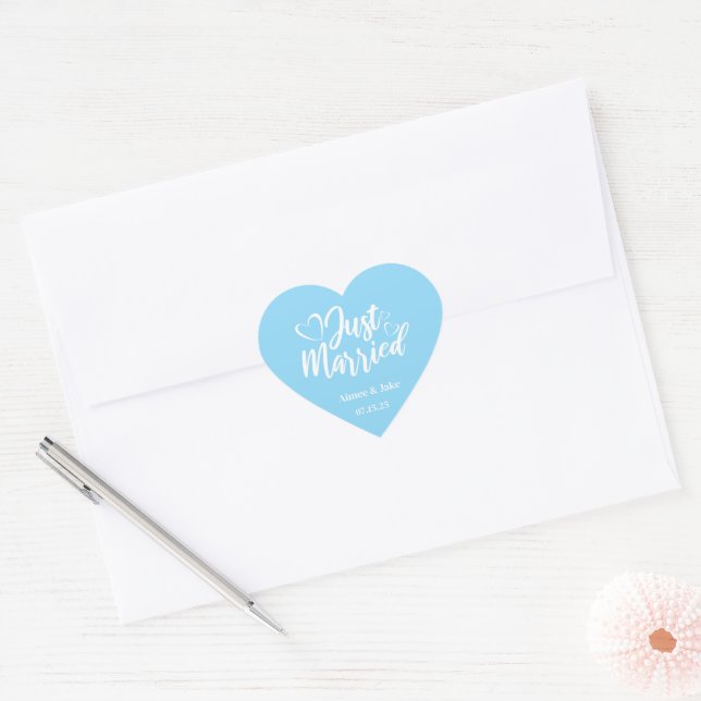 Custom Just Married Heart Stickers (Umschlag)