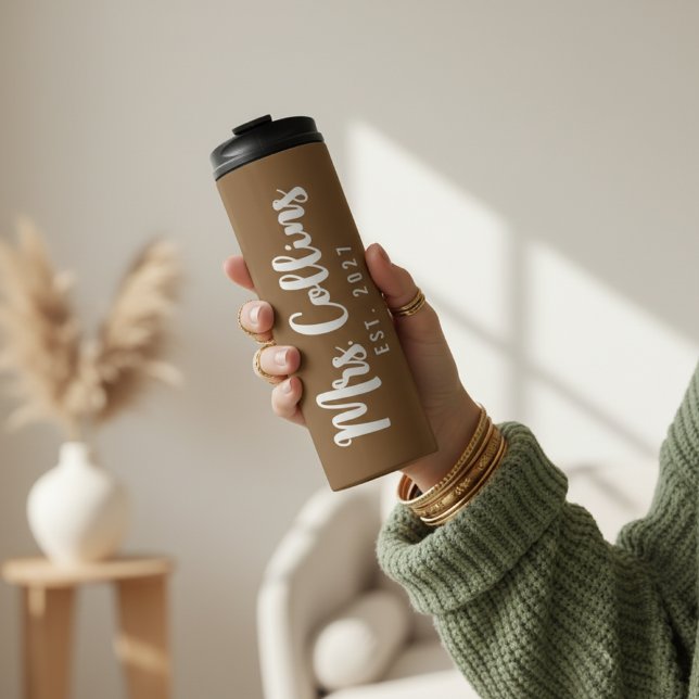 Custom Just Married Tumbler for Bride and Groom Thermosbecher (Elegant Personalized Tumbler – Just Married Gift for Bride and Groom)