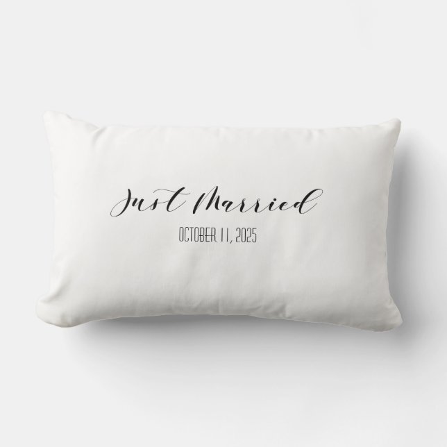 Custom Just Married Wedding Pillow Names & Date Lendenkissen (Vorderseite)