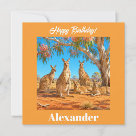 Custom Kangaroos flowering gumtree Happy Birthday Karte