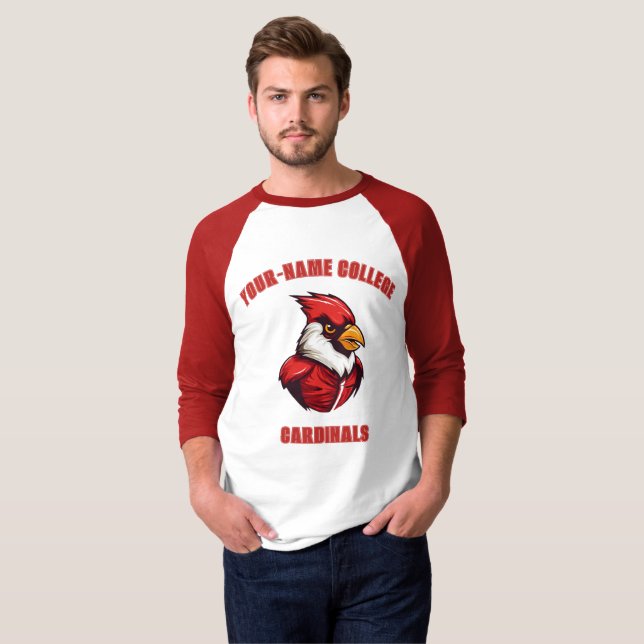 CUSTOM Kardinal Mascot | Rote Uni T-Shirt (Vorne ganz)
