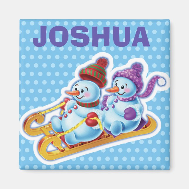 Custom Key Ring Weihnachtsschneemann-Figuren. Magnet (Vorne)