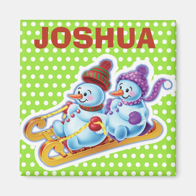 Custom Key Ring Weihnachtsschneemann-Figuren. Magnet (Vorne)