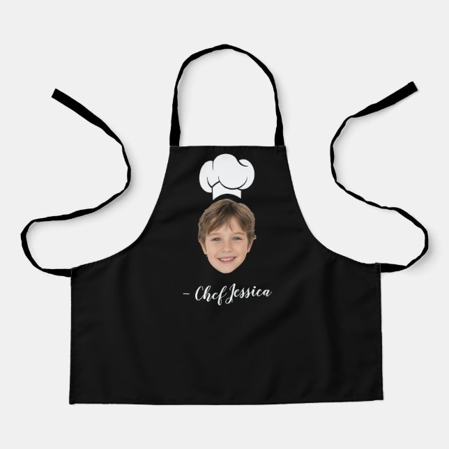 Custom Kid Face & Name Cute Chef Apron Schürze (Vorderseite)
