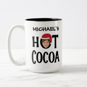 Custom Kid Face & Name Hot Cocoa Weihnachten Zweifarbige Tasse