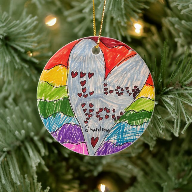 Custom Kids' Art and Photo Keepsake Gift Keramik Ornament (Baum)