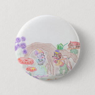 Custom Kids Artwork, zwei niedliche Maus, Blume... Button