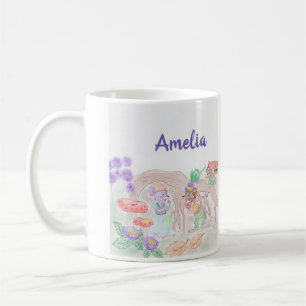 Custom Kids Artwork, zwei niedliche Maus, Blume... Kaffeetasse
