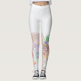 Custom Kids Artwork, zwei niedliche Maus, Blume... Leggings