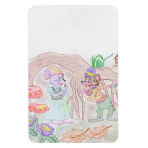 Custom Kids Artwork, zwei niedliche Maus, Blume... Magnet