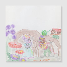 Custom Kids Artwork, zwei niedliche Maus, Blume...