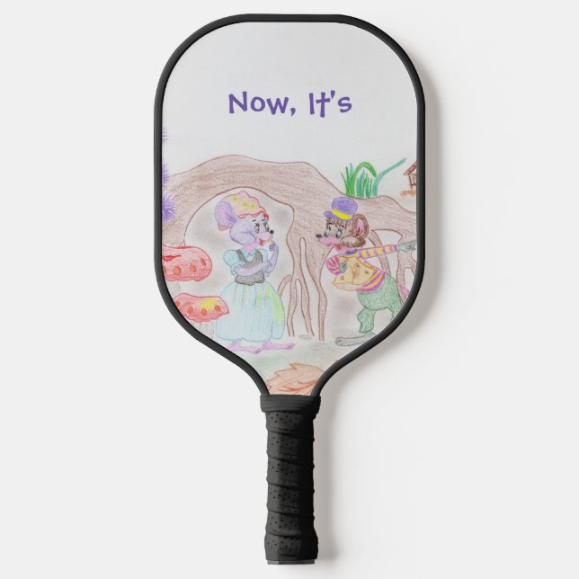 Custom Kids Artwork, zwei niedliche Maus, Blume... Pickleball Schläger (Vorderseite)
