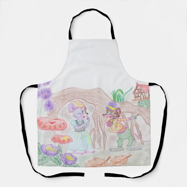 Custom Kids Artwork, zwei niedliche Maus, Blume... Schürze (Vorderseite)