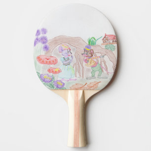 Custom Kids Artwork, zwei niedliche Maus, Blume... Tischtennis Schläger