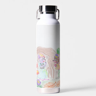 Custom Kids Artwork, zwei niedliche Maus, Blume... Trinkflasche