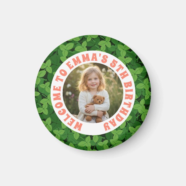 Custom Kids Birthday Round Magnet with Photo (Vorne)