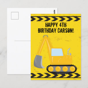 Custom Kids Construction Vehicle Happy Birthday Postkarte