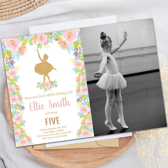 Custom Kids Dance Party Einladung (Glitter Ballet Birthday Invitations with photo)