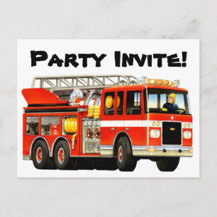 Custom Kids Fire Truck Party laden Einladungspostkarte