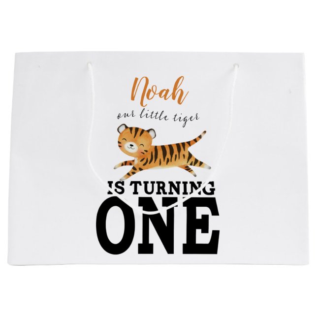 Custom Kids First Birthday Monogram Große Geschenktüte (Vorderseite)